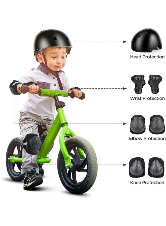 تابيت طقم خوذة دراجة للأطفال مع واقيات للركبة والمرفقين والمعصمين، طقم حماية 7 في 1 للأطفال من عمر سنتين إلى 8 سنوات، للبنات والأولاد، مناسب للتزلج على الألواح، وركوب الدراجات، والتزلج على العجلات، وتسلق الصخور (أسود) - Image 2